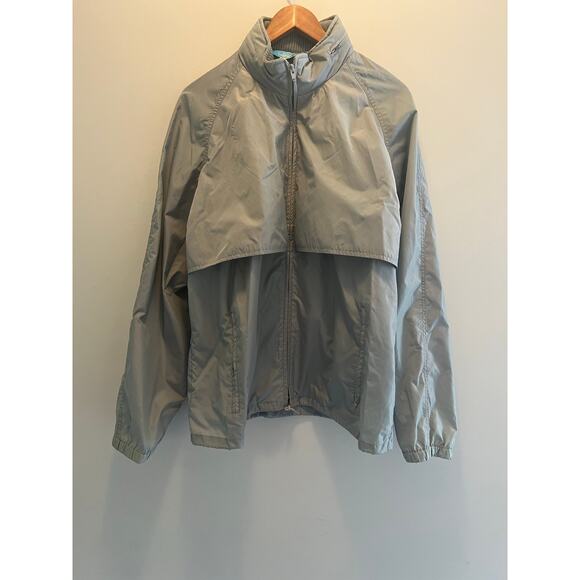 Vintage Woolrich Full Zip Windbreaker w Hidden Hood Gray Size Medium JJ - Picture 1 of 9